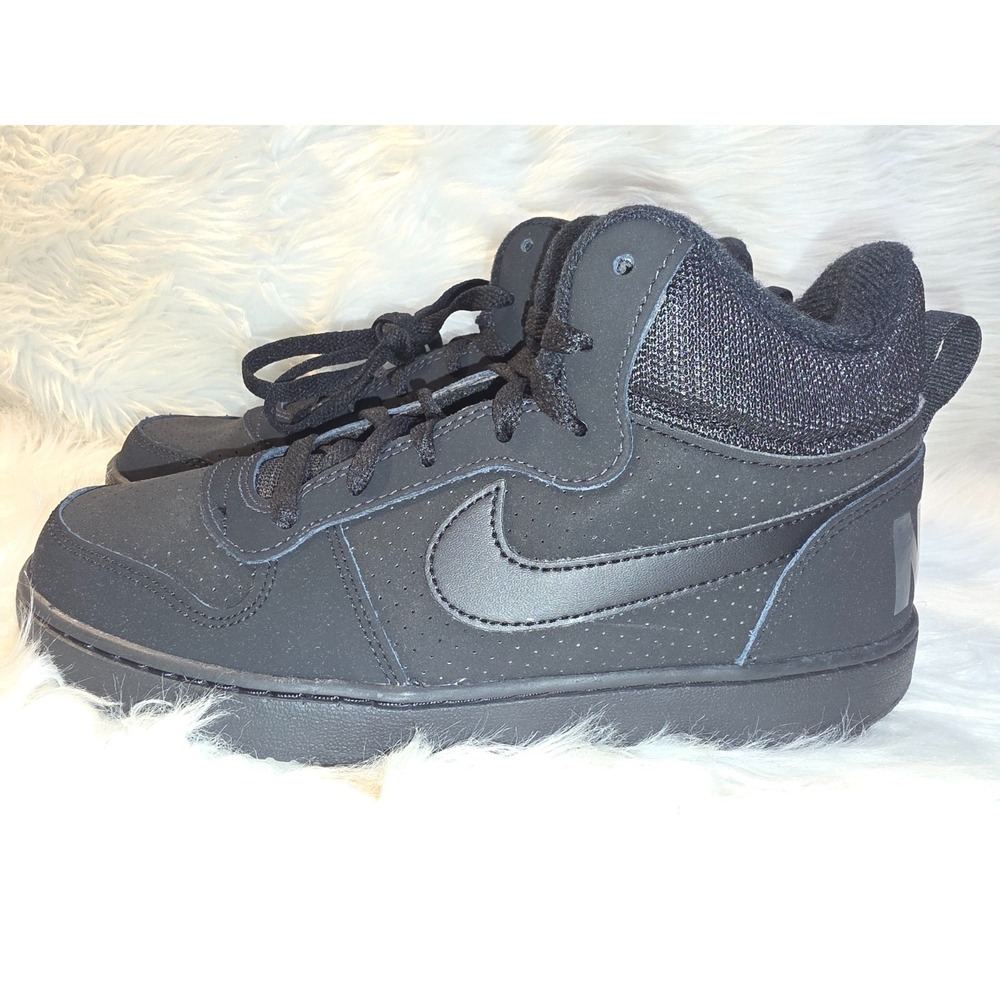 Youth Shoes Nike Court Borough Mid GS Triple Black Size 6Y 839977-001